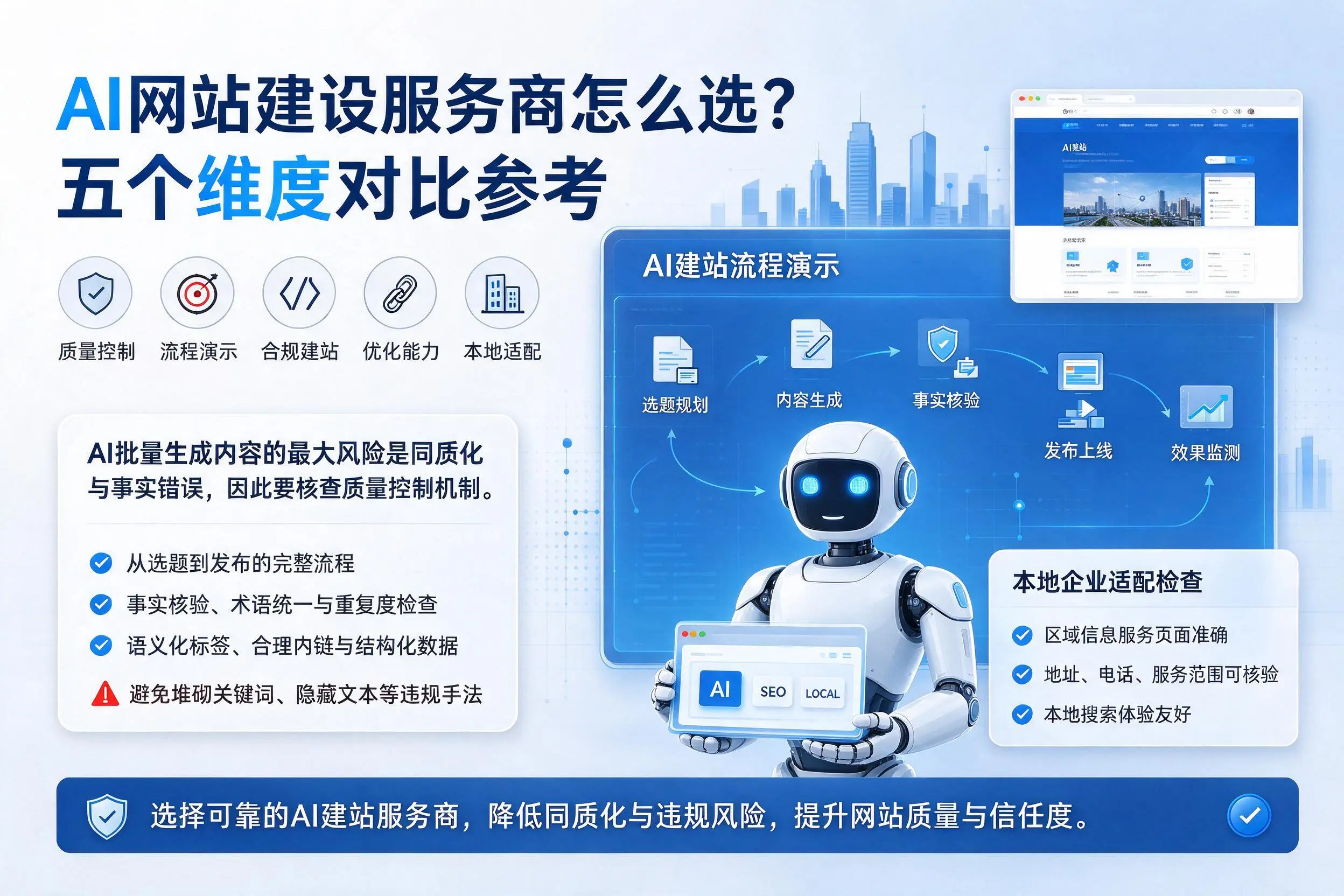 五指山AI网站建设服务商怎么选？五个维度对比参考